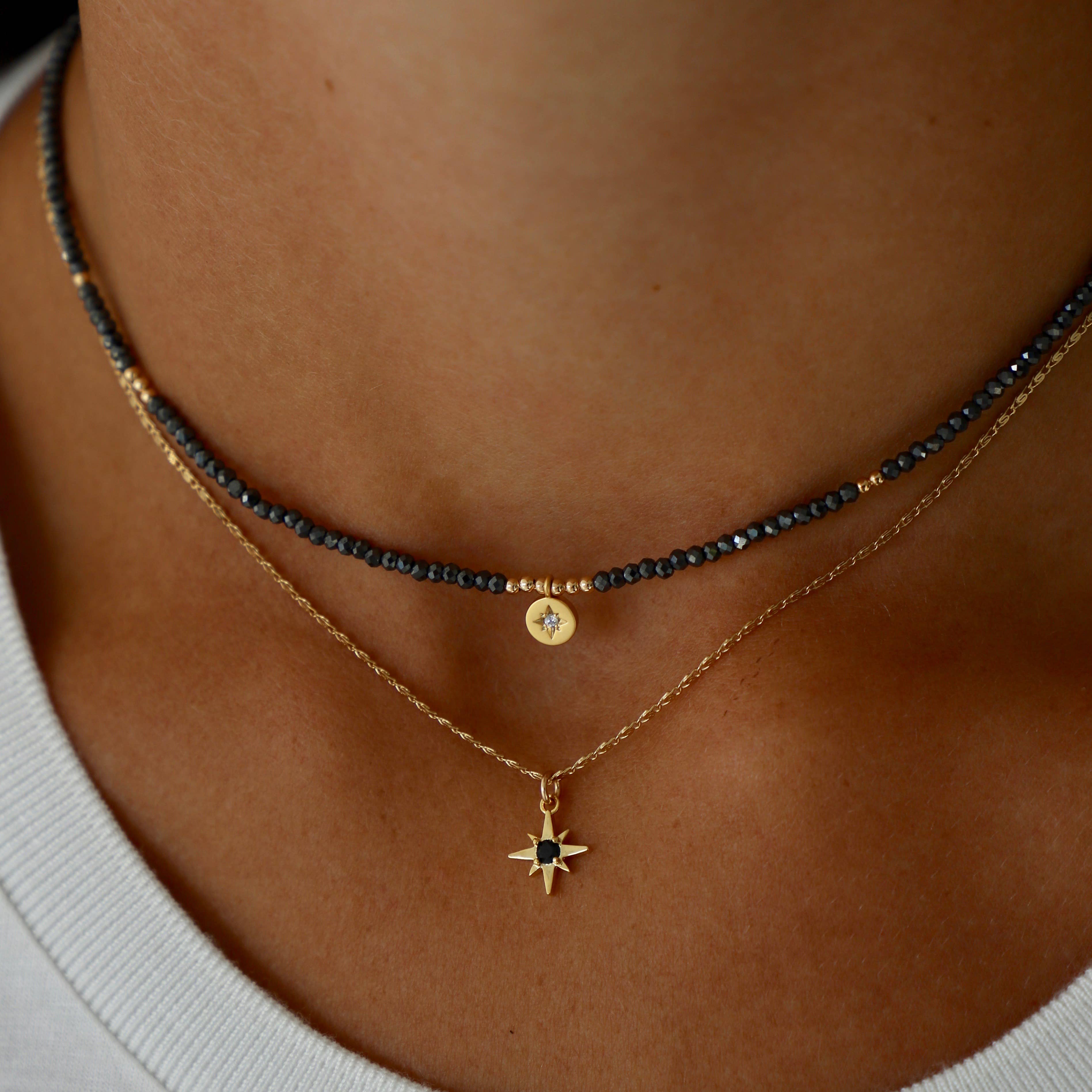 Beaded Necklace with Gold-Filled Accents & Petite Star Pendant